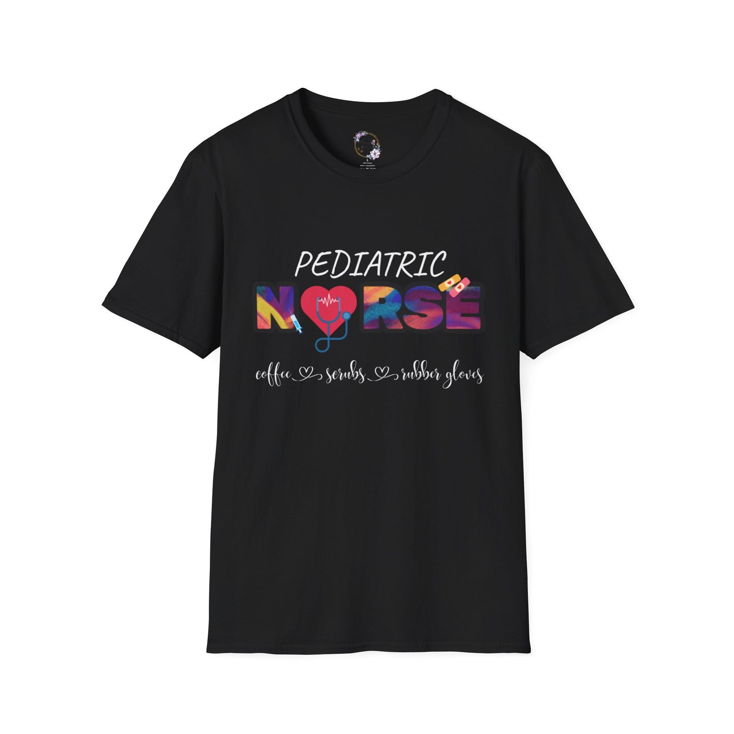 Pediatric Nurse Coffee Scrubs Rubber Gloves Tee