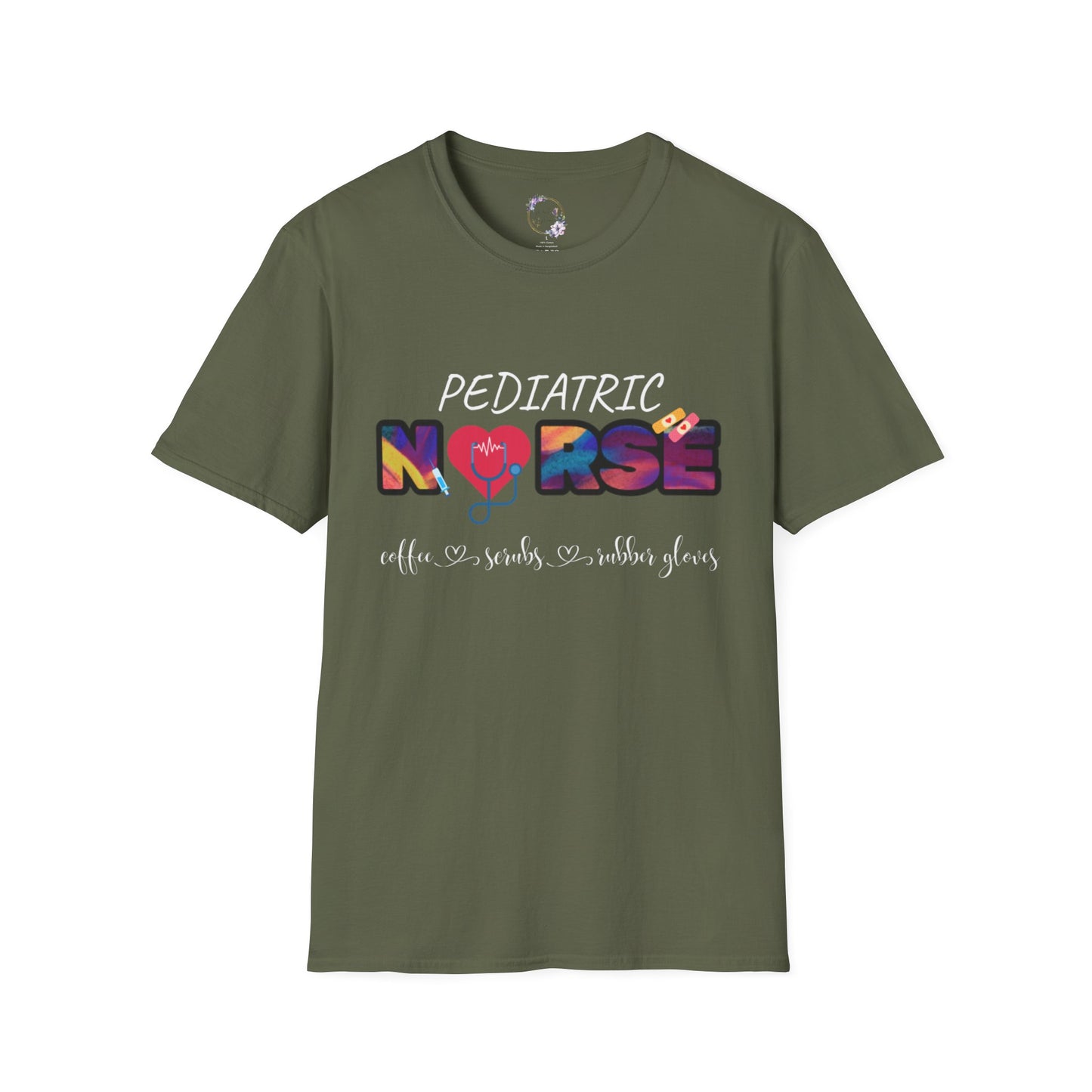 Pediatric Nurse Coffee Scrubs Rubber Gloves Tee