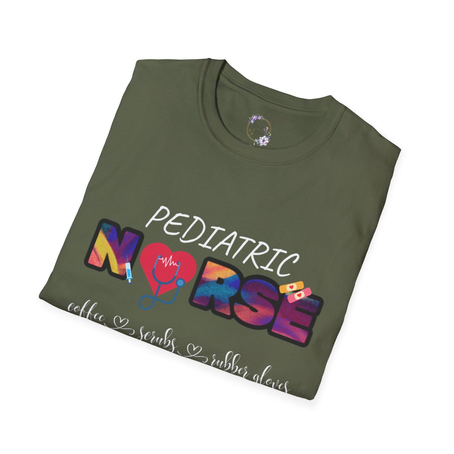 Pediatric Nurse Coffee Scrubs Rubber Gloves Tee