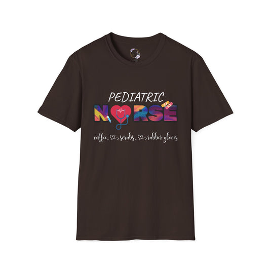 Pediatric Nurse Coffee Scrubs Rubber Gloves Tee